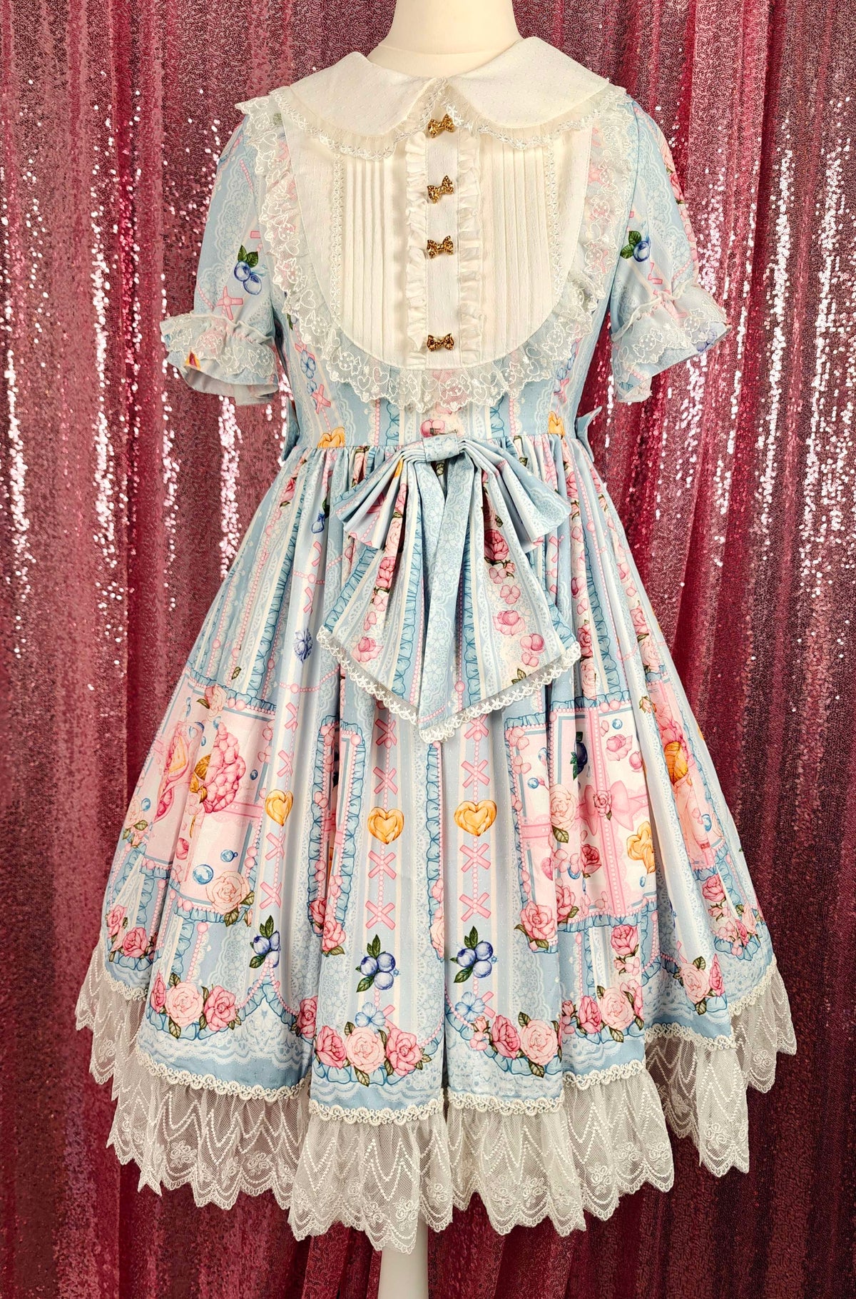 Strawberry Witch blue & white floral motif OP dress size XS