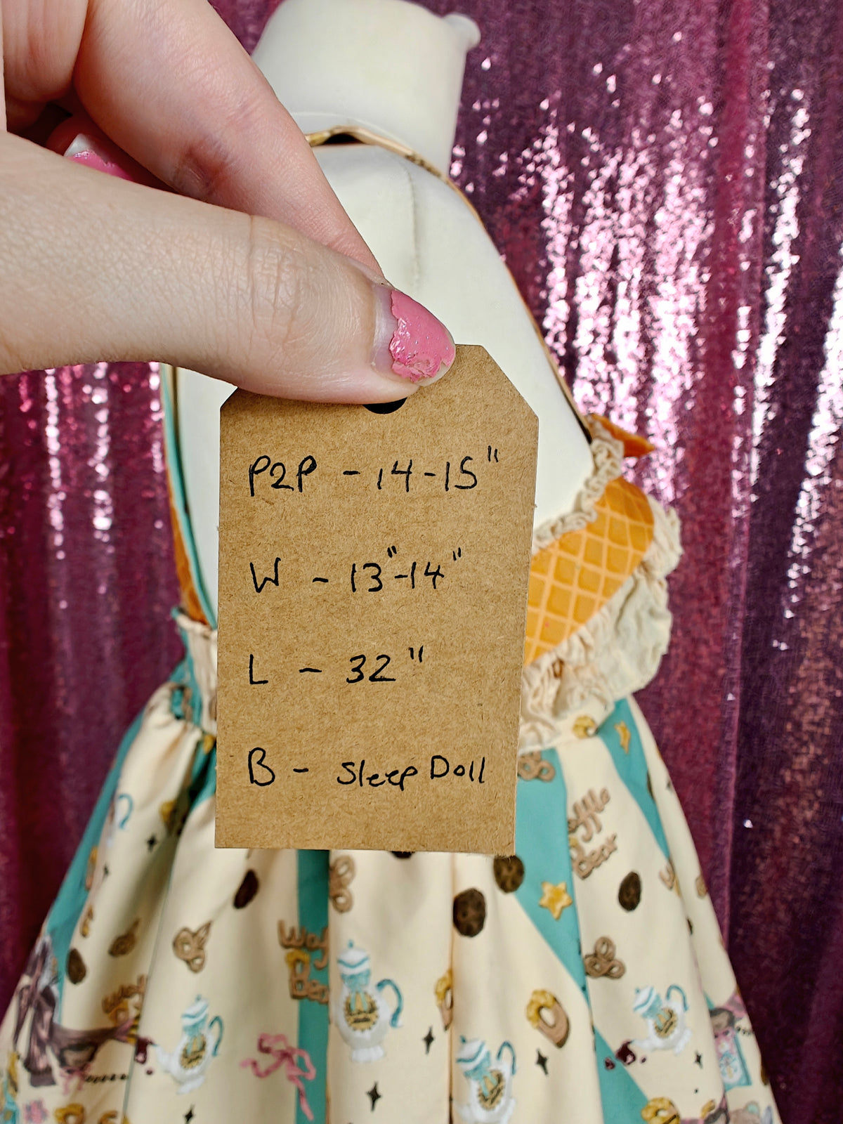 Sleep Doll Waffle Bear motif JSK dress size XS-S