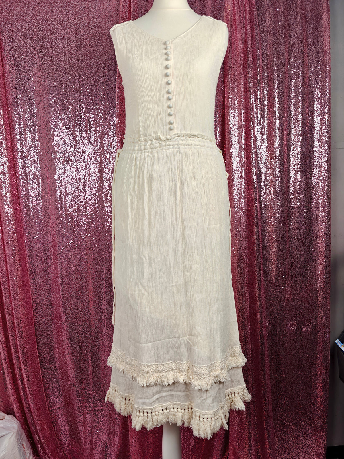 Khaju cream prairie style cottagecore Lacey long dress size M
