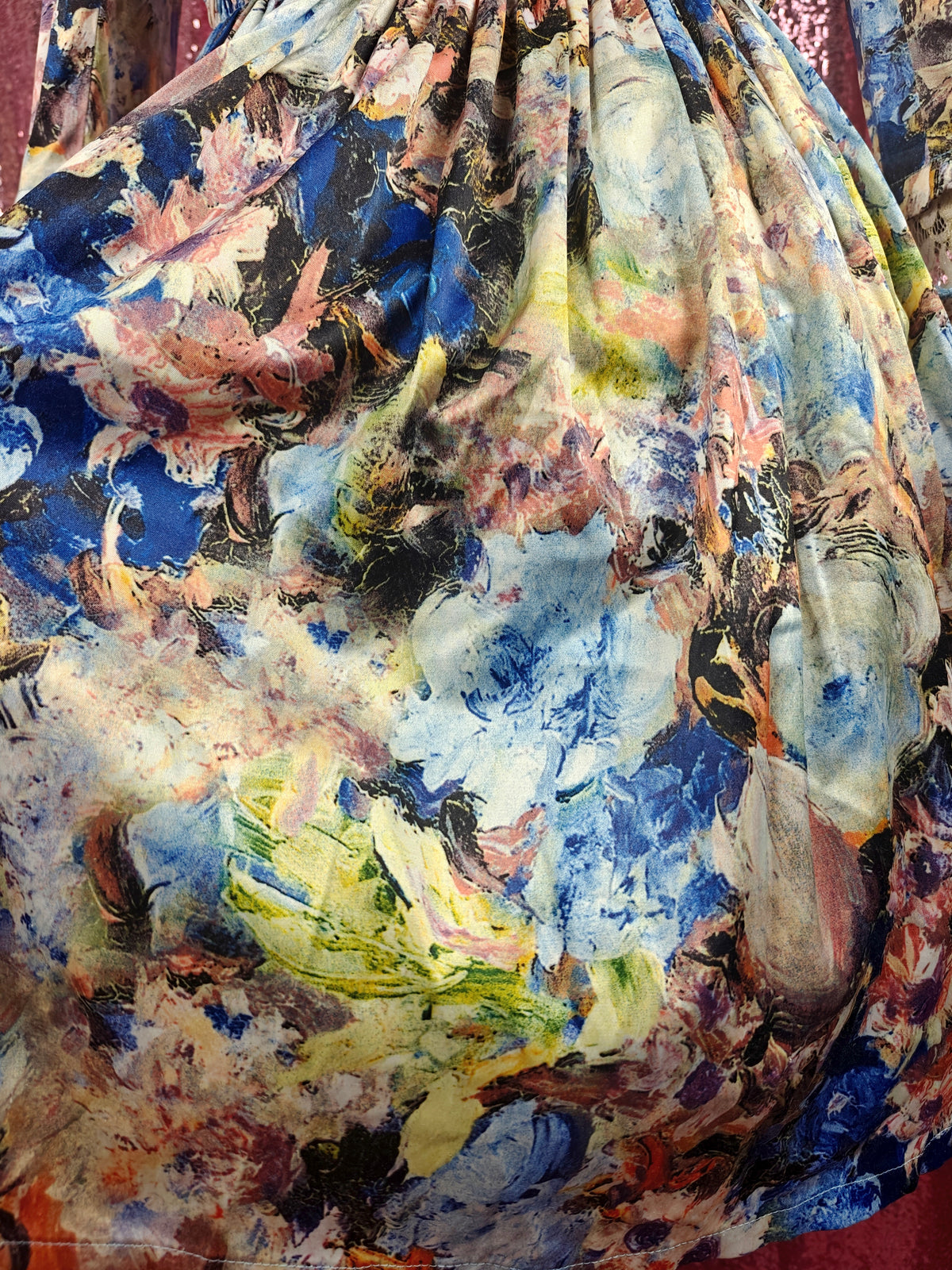 You Mai abstract painting print OP dress size S