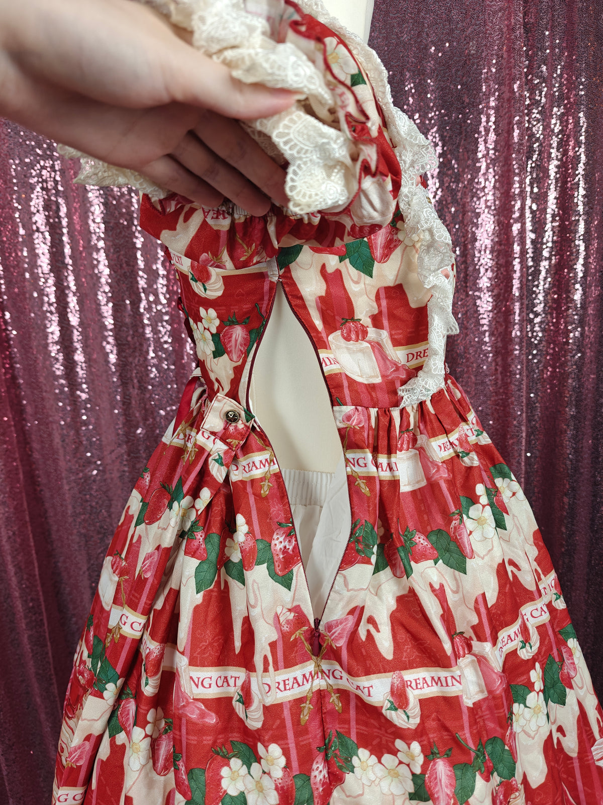Dreaming Cat strawberries and cream OP dress size S