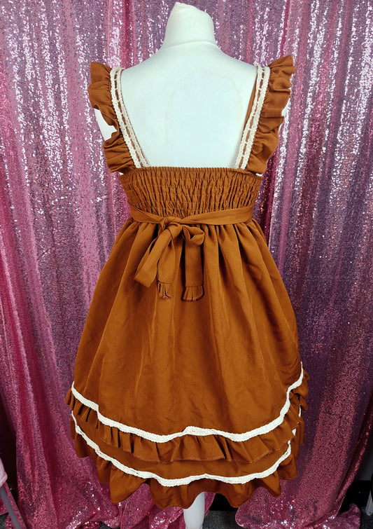 Sleep Doll brown & cream lace old school JSK dress size S