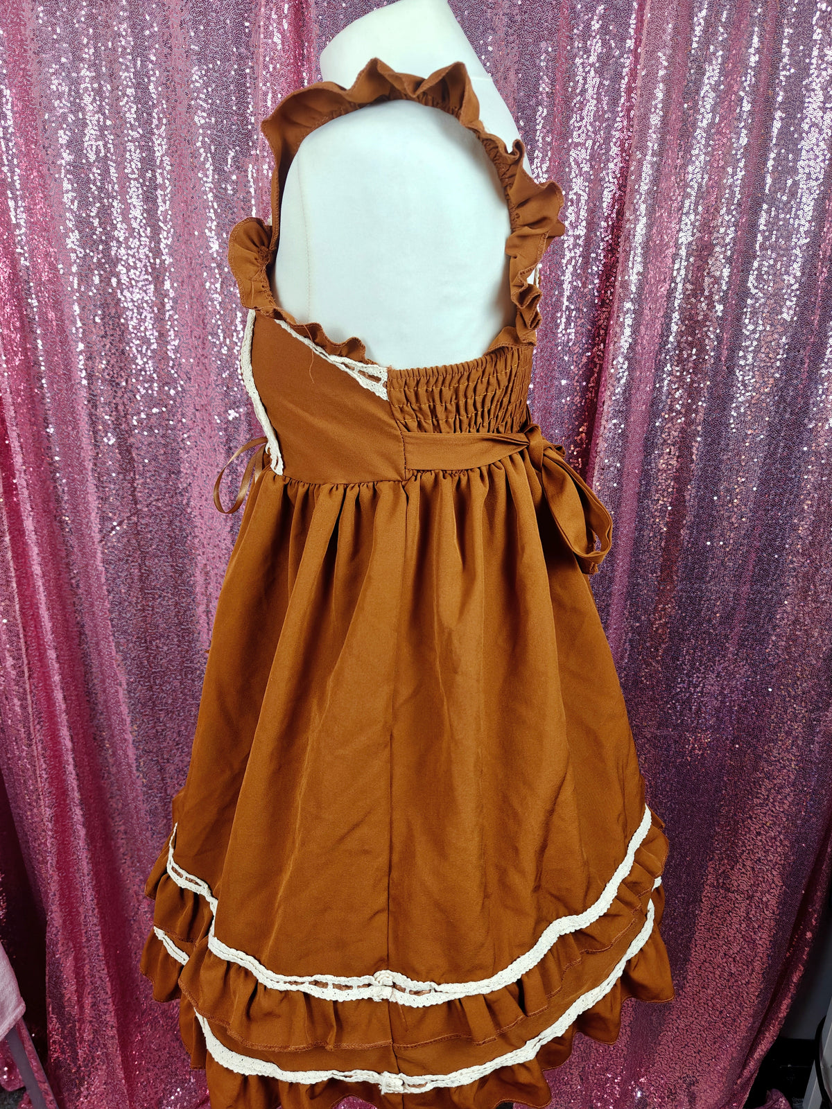 Sleep Doll brown & cream lace old school JSK dress size S