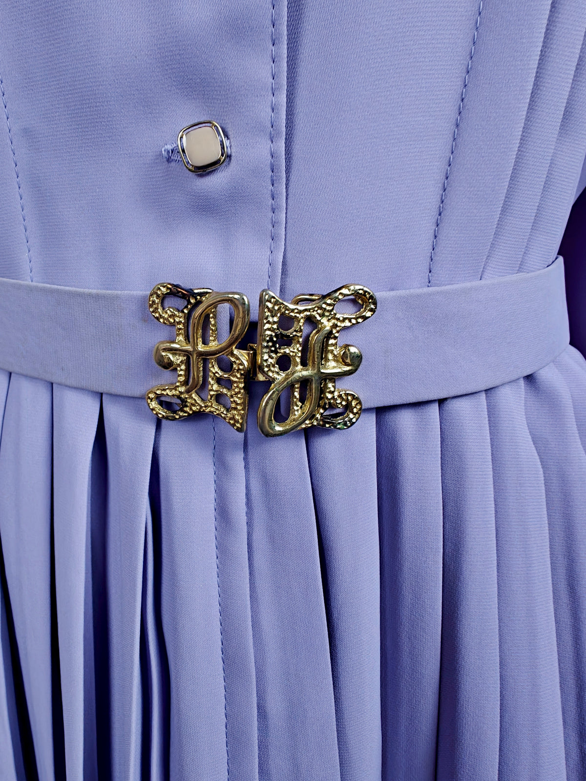 BettyRosa Japanese vintage showa era lilac & white lace pleated skirt dress with belt size XS