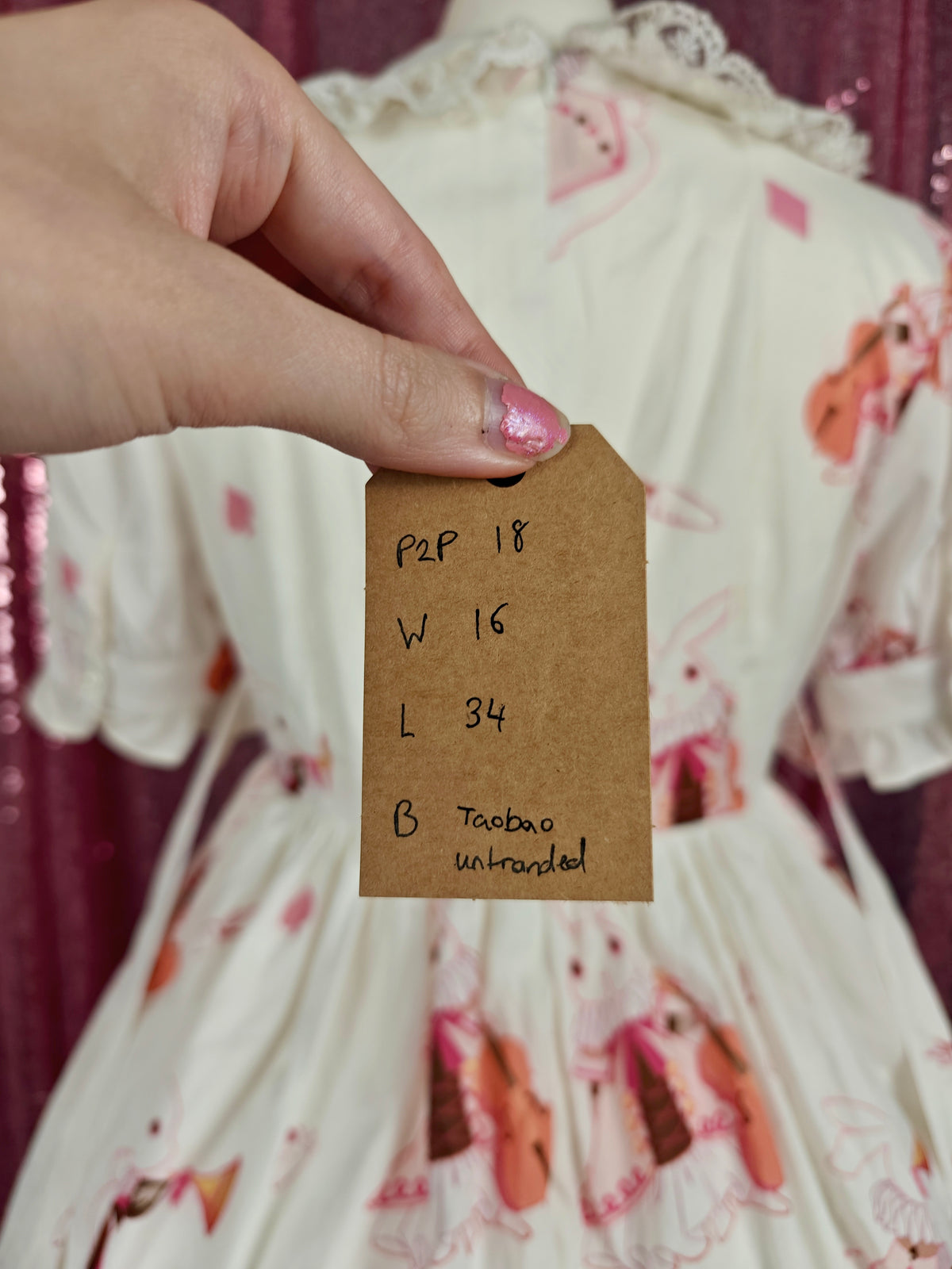 Unbranded white rabbit print OP dress size S-M