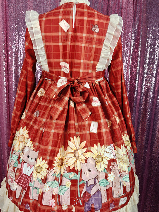 Sunny plaid autumn mouse motif OP dress size S