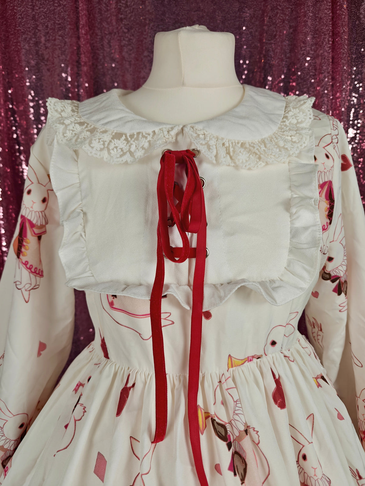 Unbranded white rabbit print OP dress size S-M