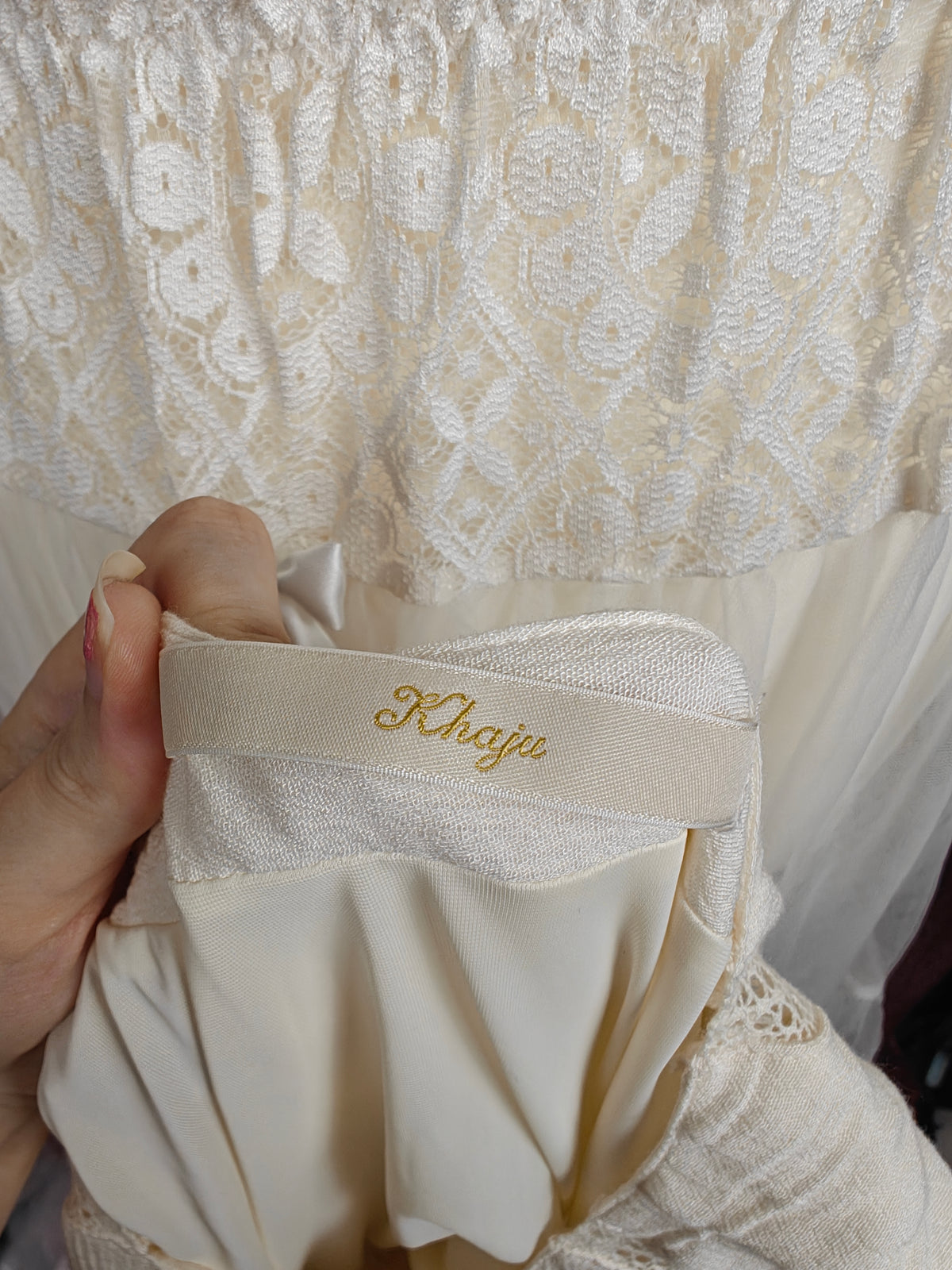 Khaju cream prairie style cottagecore Lacey long dress size M