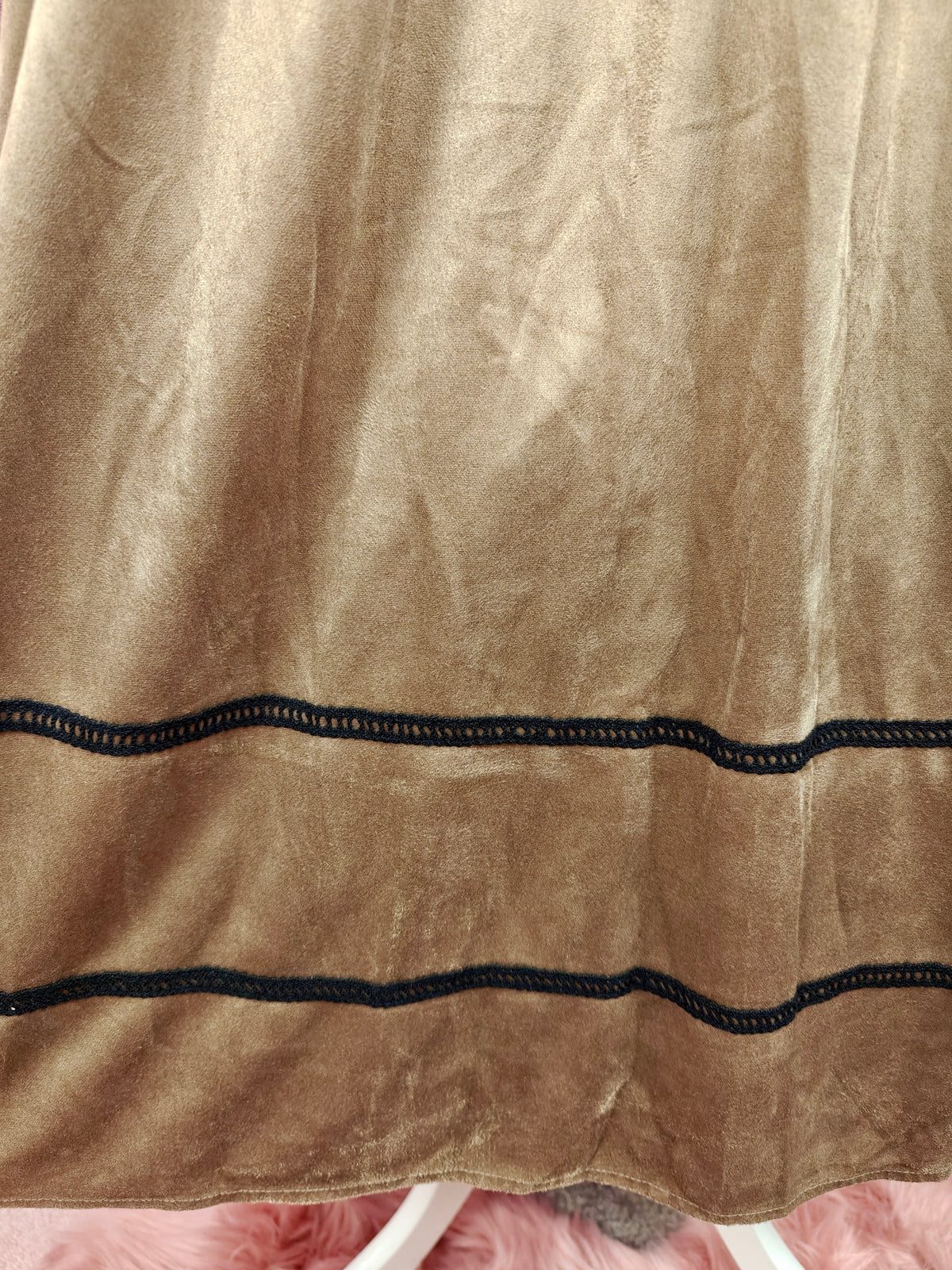 Escare brown velvet prairie style long dress size M
