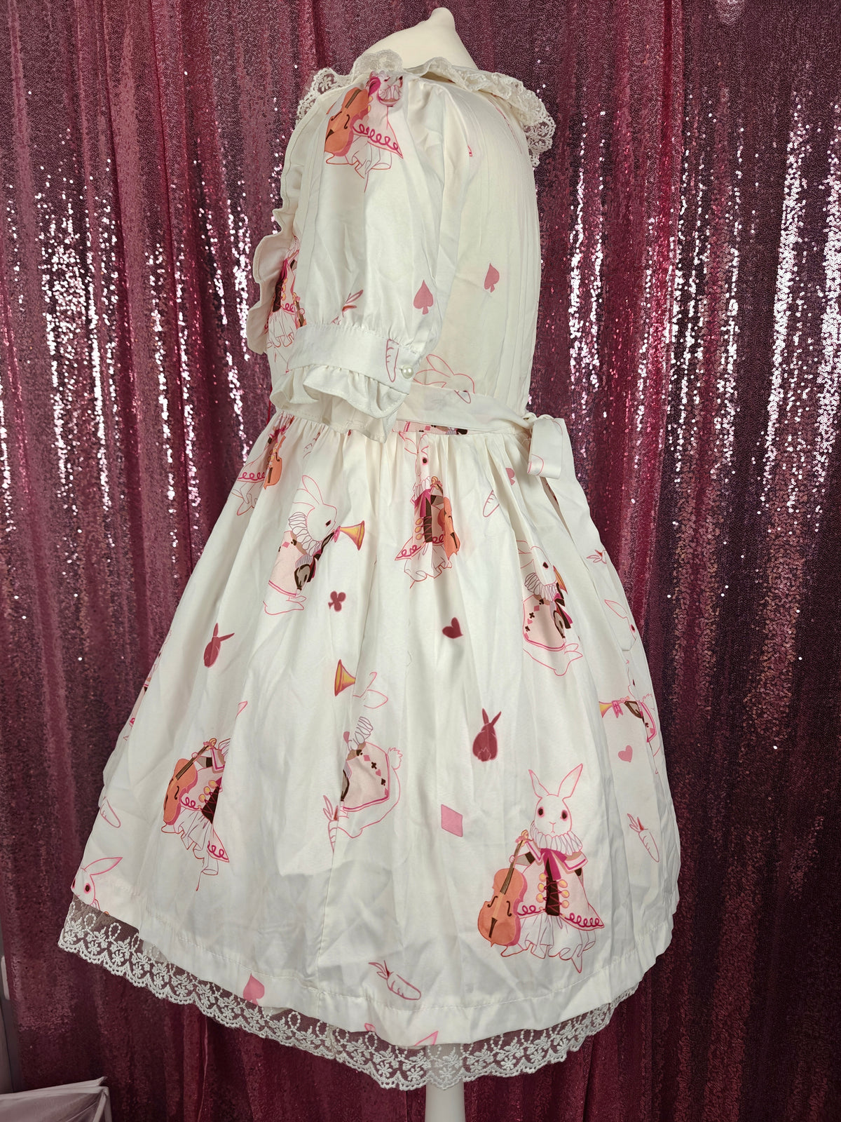 Unbranded white rabbit print OP dress size S-M