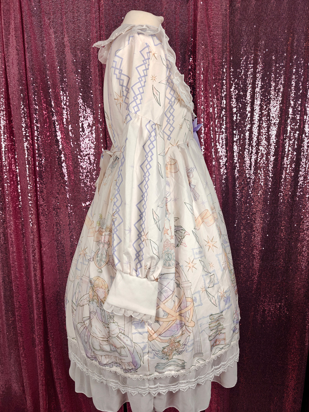 Cczzy white Cherubs globe print OP dress size XS