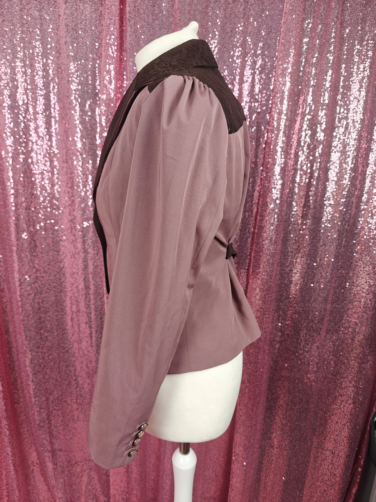 Axes Femme dusty pink & brown lace romantic style blazer size M