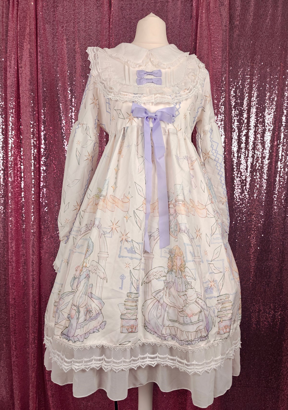 Cczzy white Cherubs globe print OP dress size XS