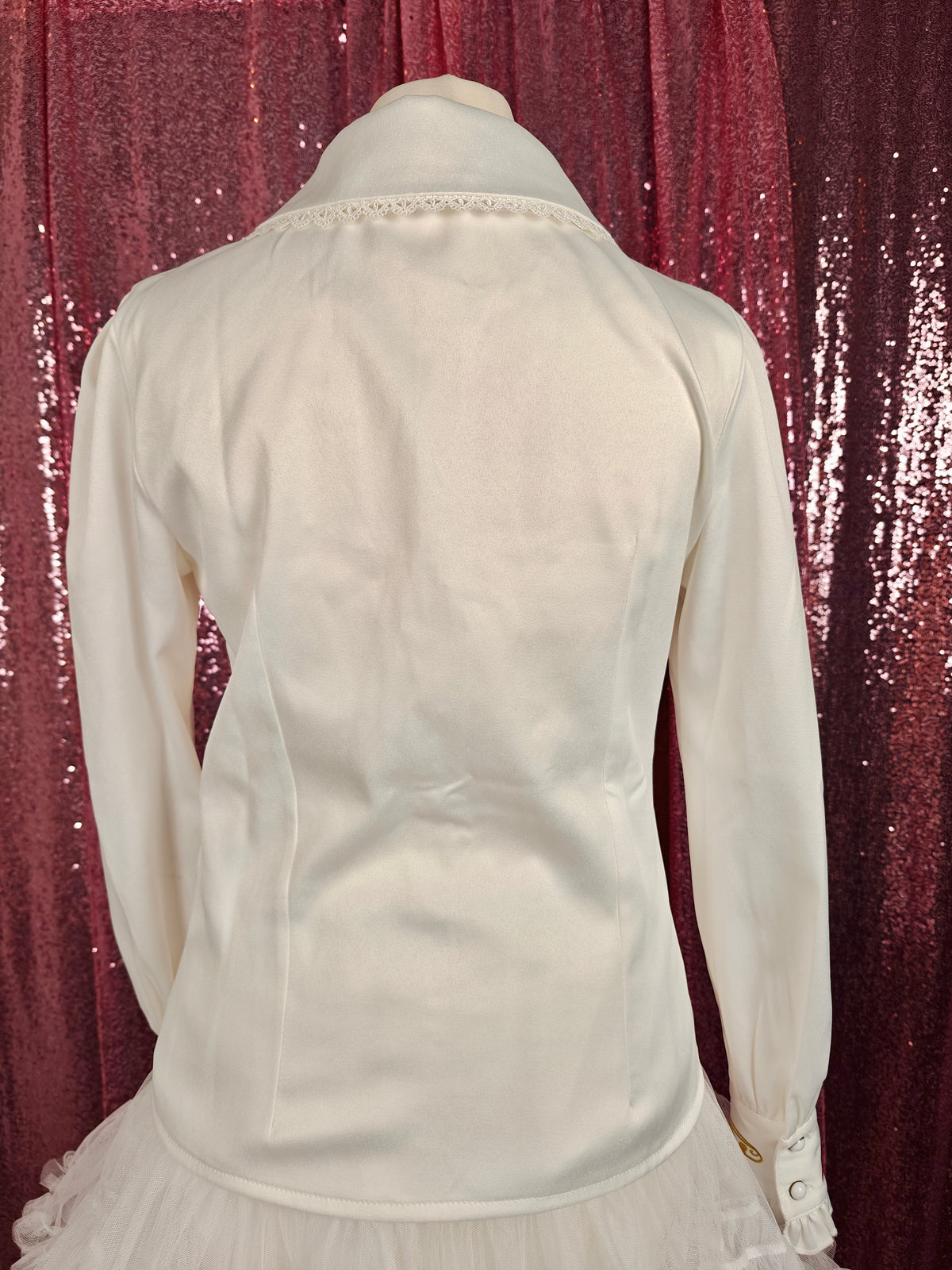 Lolitime white long sleeve gold floral embroidery classic Lolita blouse size XS
