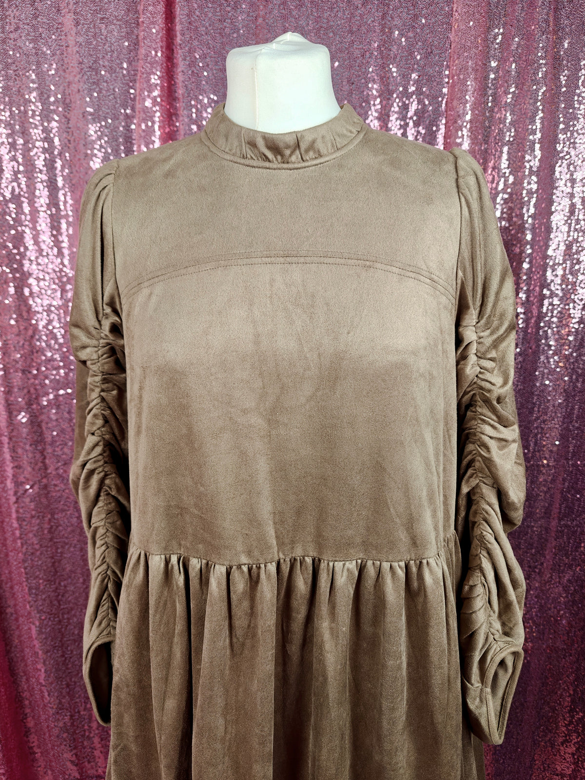 Escare brown velvet prairie style long dress size M