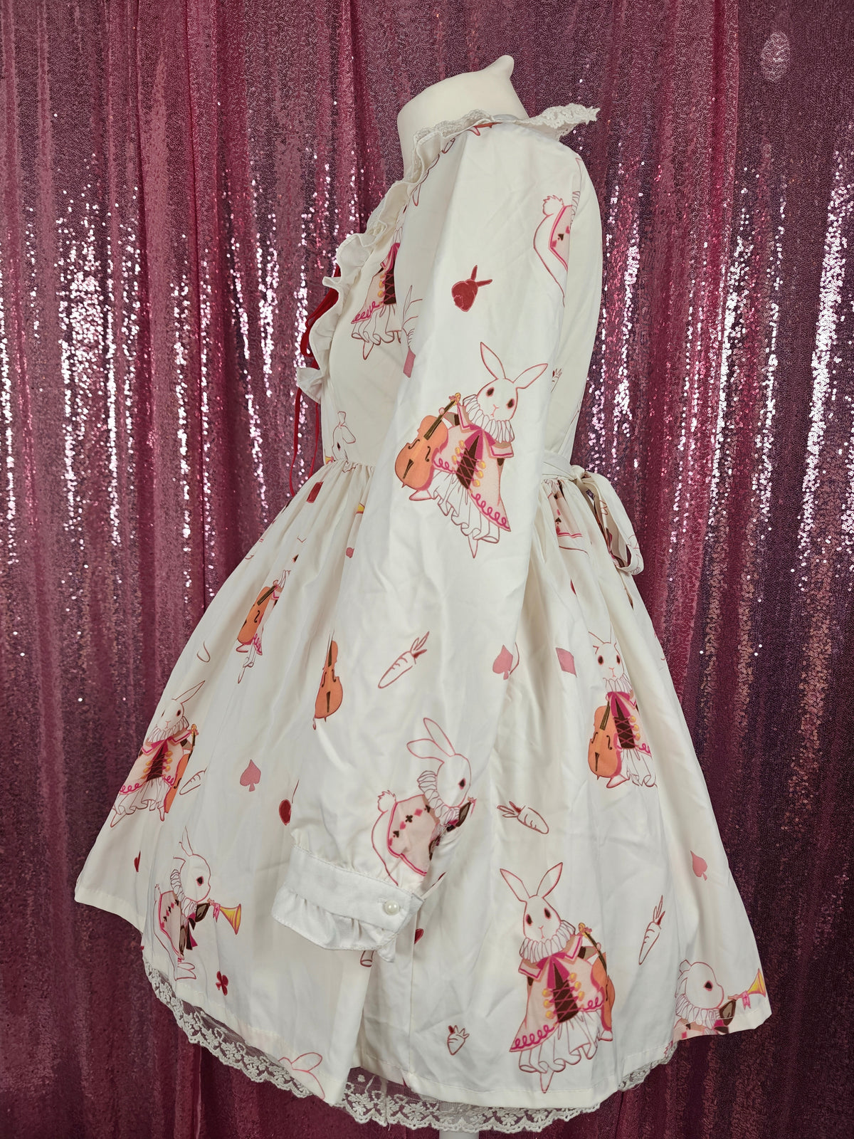 Unbranded white rabbit print OP dress size S-M