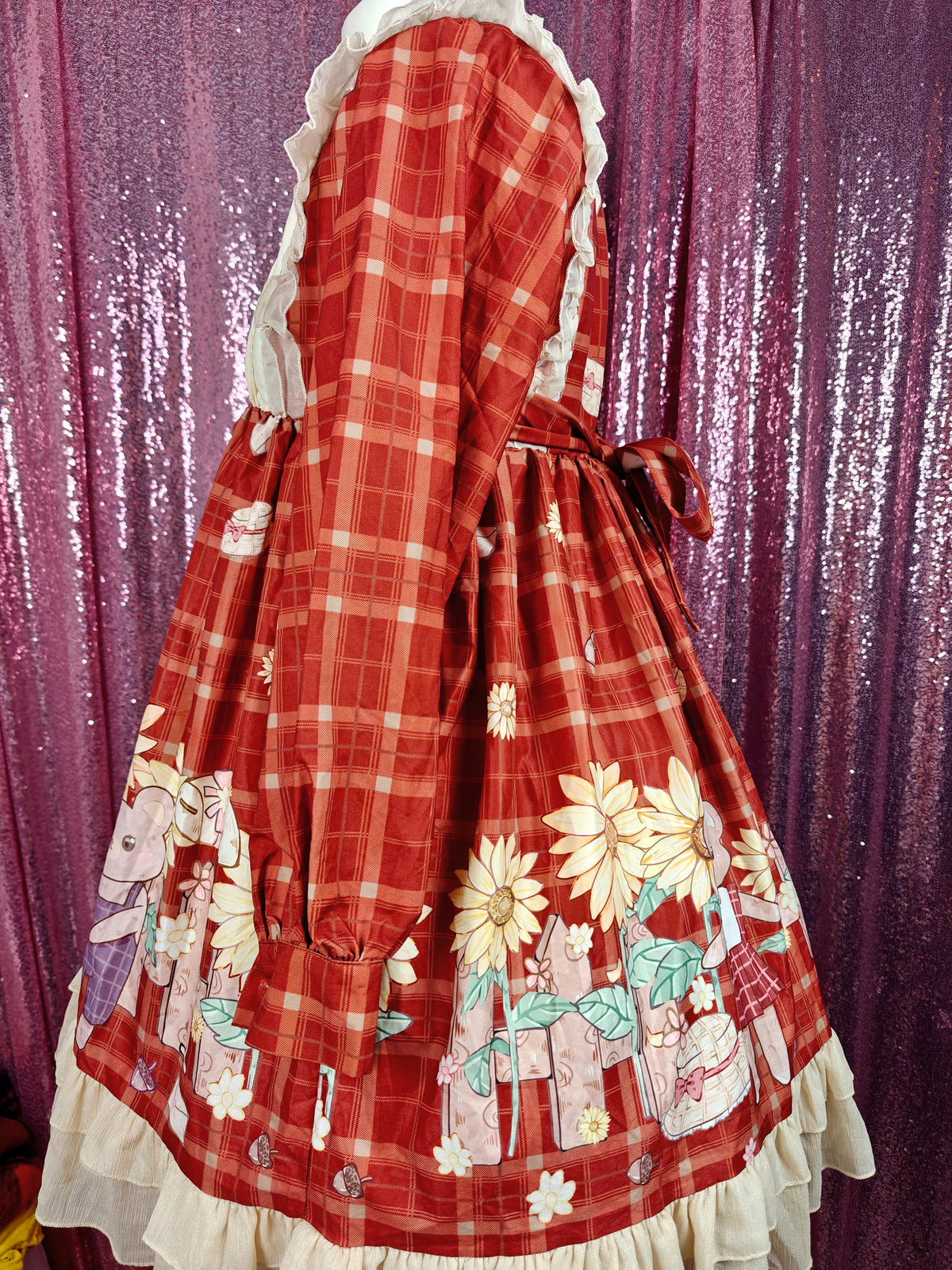 Sunny plaid autumn mouse motif OP dress size S