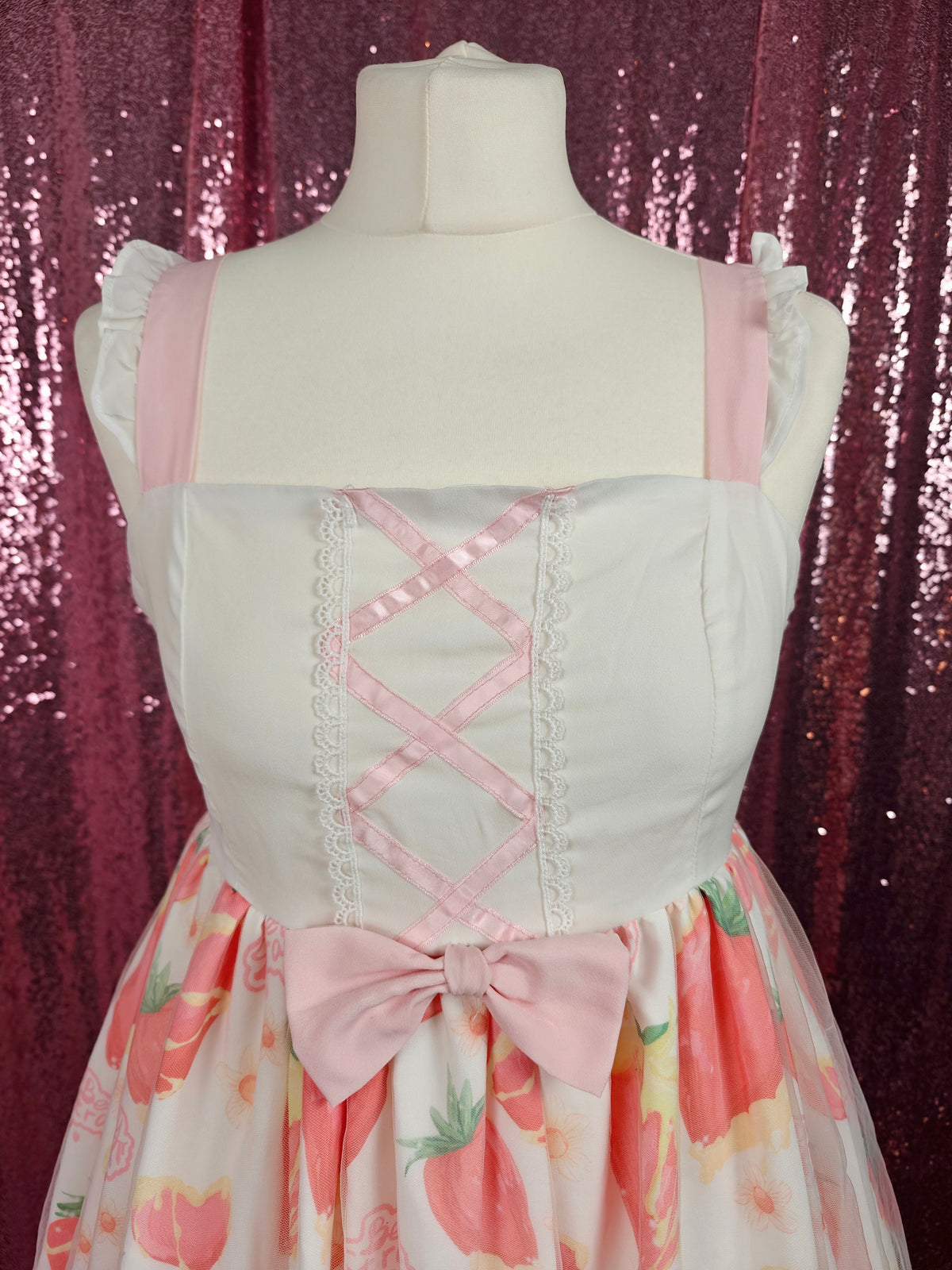 Walnut kernel strawberry & cream motif JSK dress size M