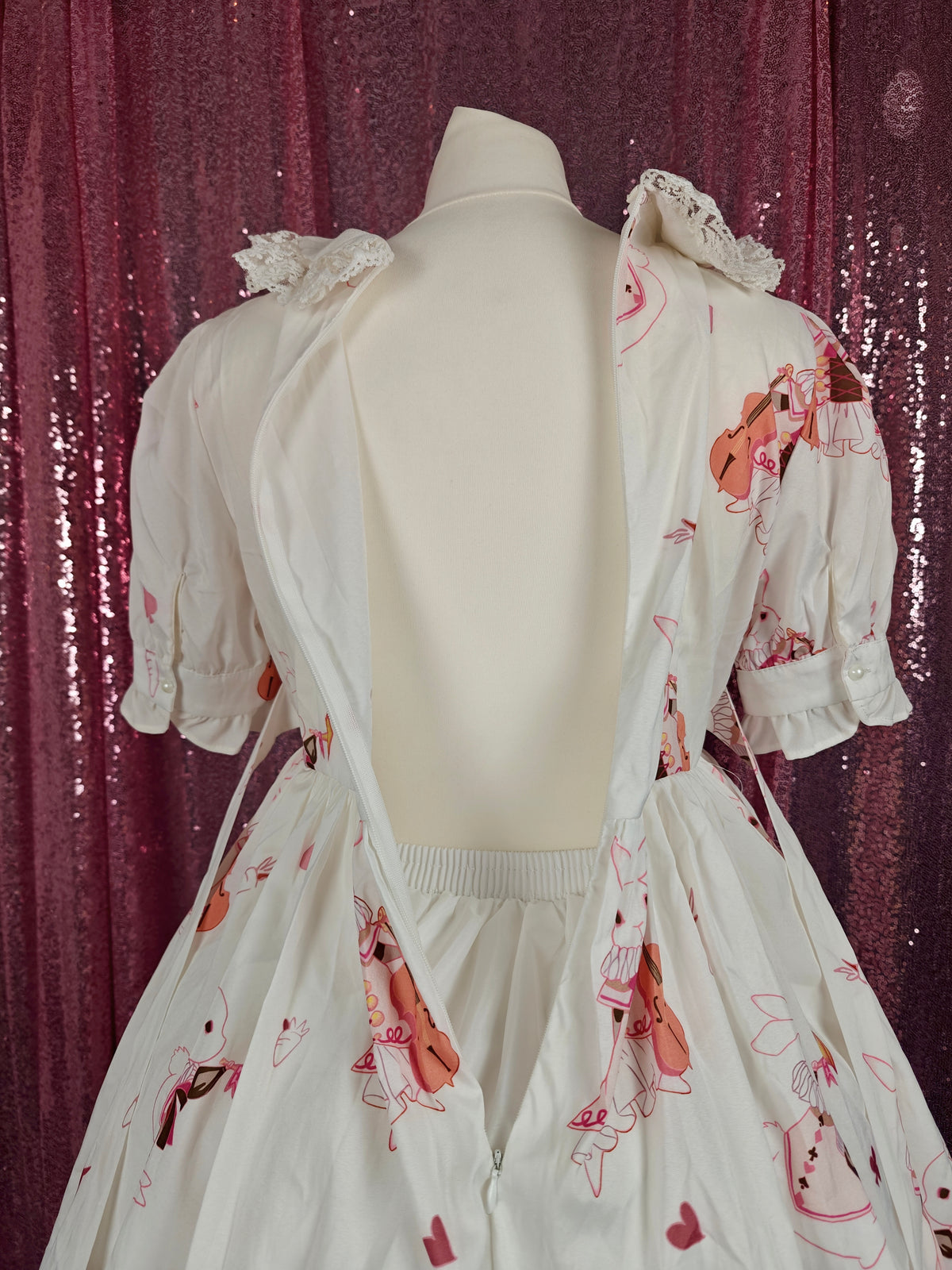 Unbranded white rabbit print OP dress size S-M