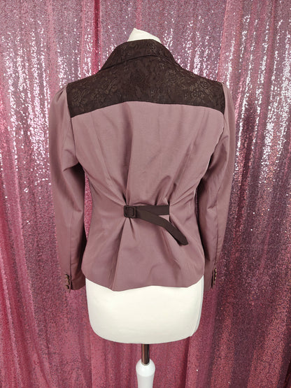 Axes Femme dusty pink & brown lace romantic style blazer size M