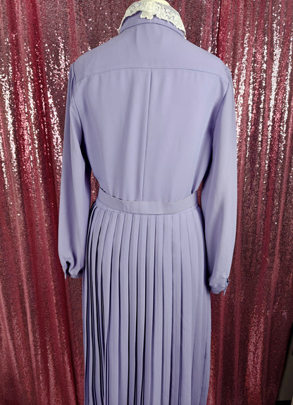 BettyRosa Japanese vintage showa era lilac & white lace pleated skirt dress with belt size XS