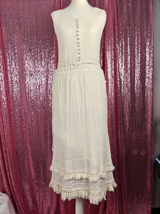 Khaju cream prairie style cottagecore Lacey long dress size M