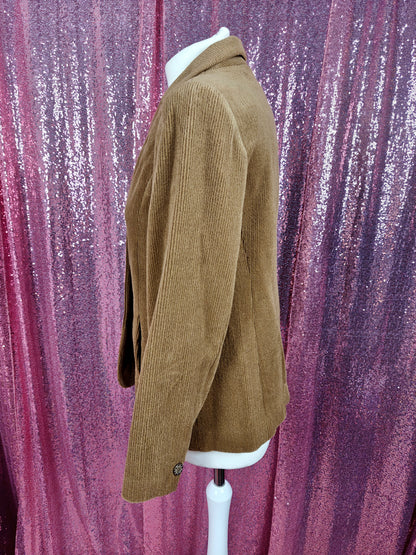 Vintage Bella Vogue brown corduroy paisley embroidered blazer size M