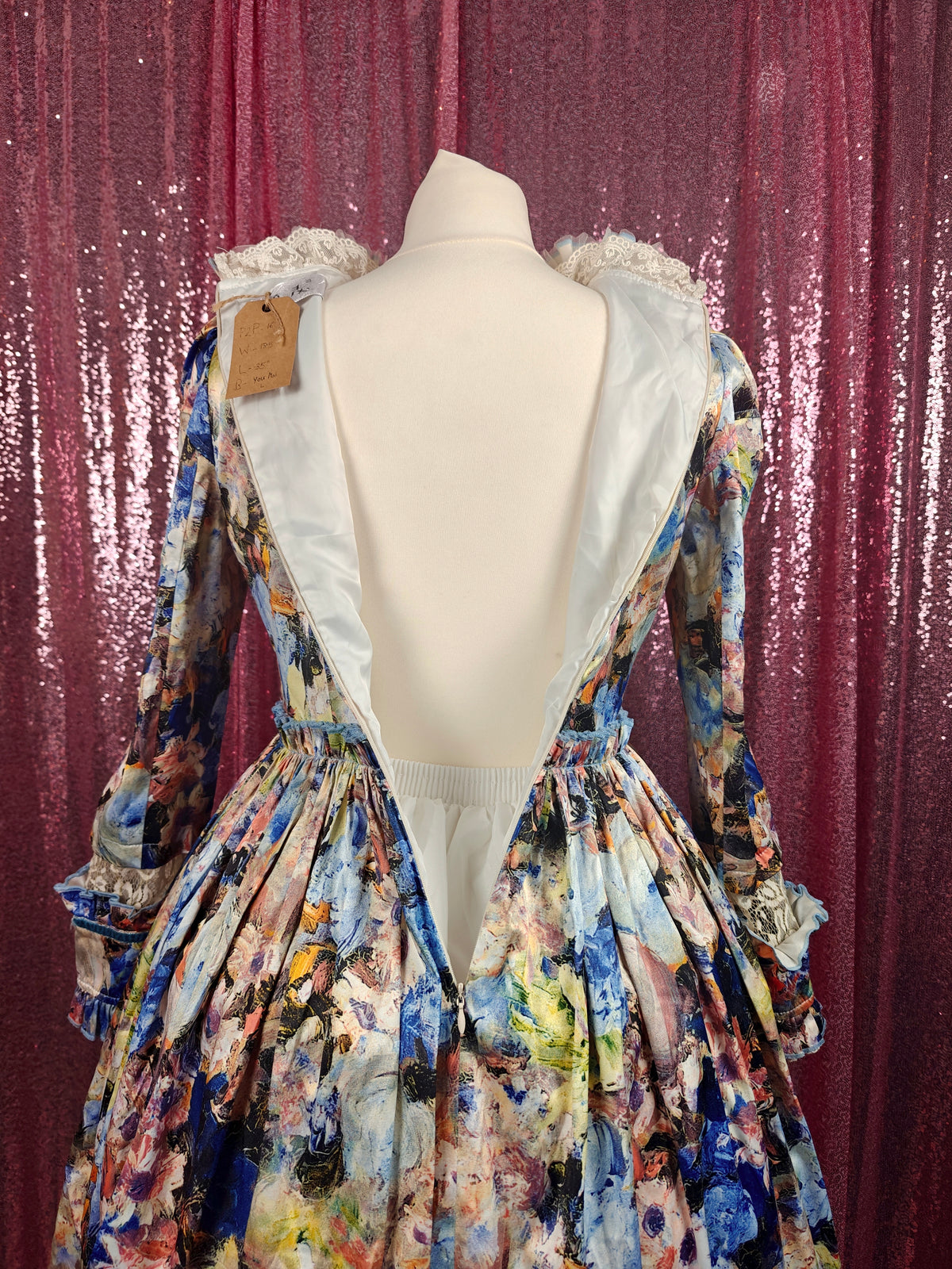 You Mai abstract painting print OP dress size S