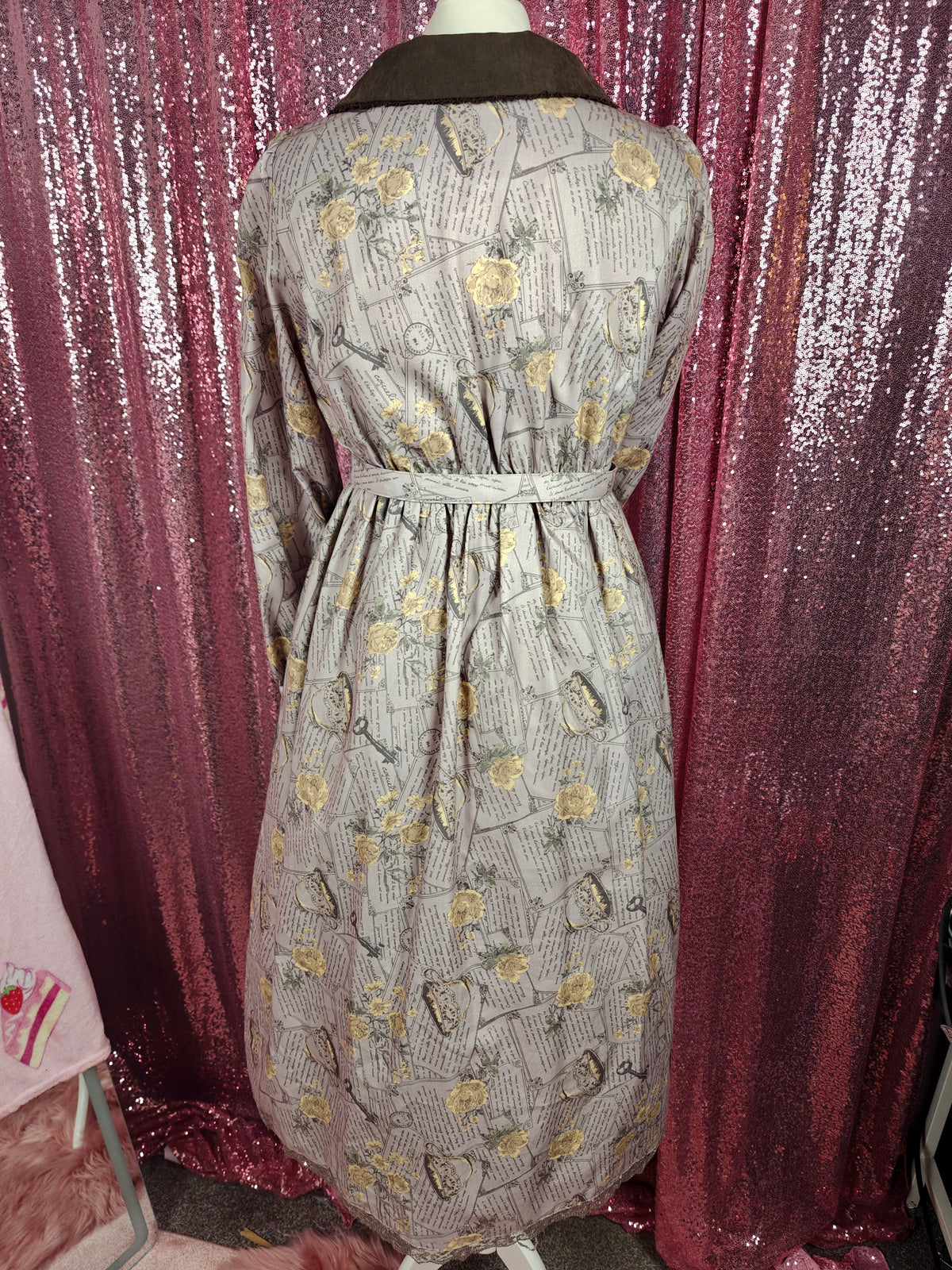 Axes Femme antique letter print vintage style long dress size S