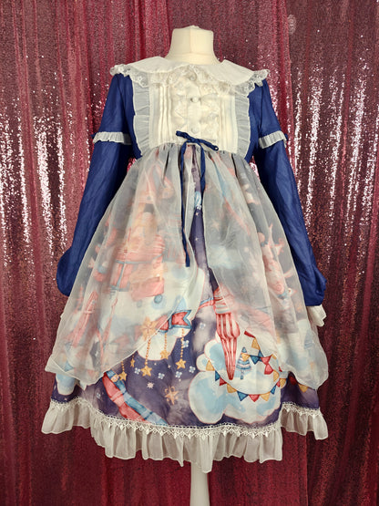Ludan amusement park circus print OP dress size S