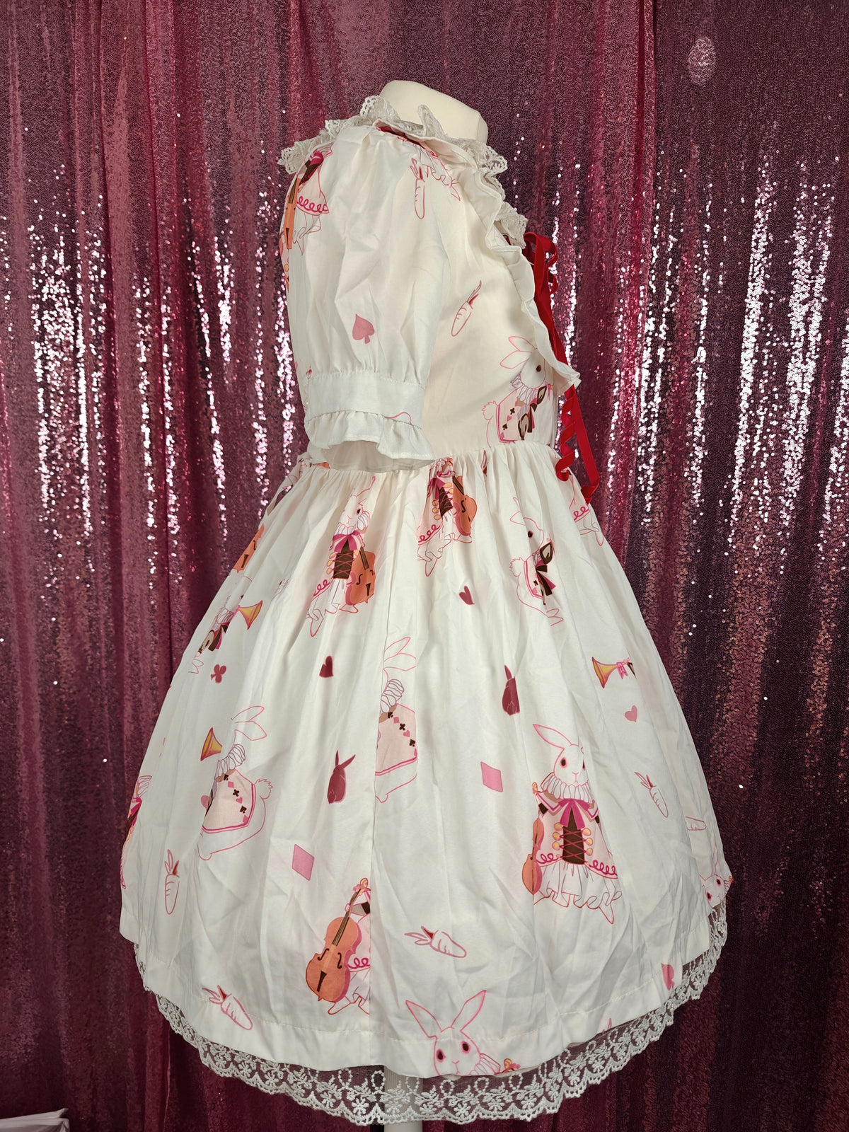 Unbranded white rabbit print OP dress size S-M