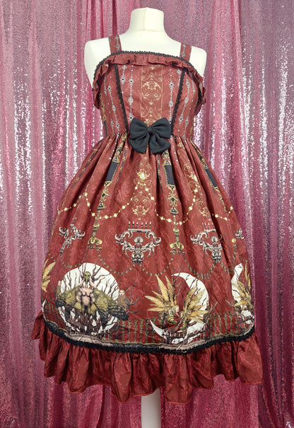 Yomi red cryptid creepy print JSK dress size S