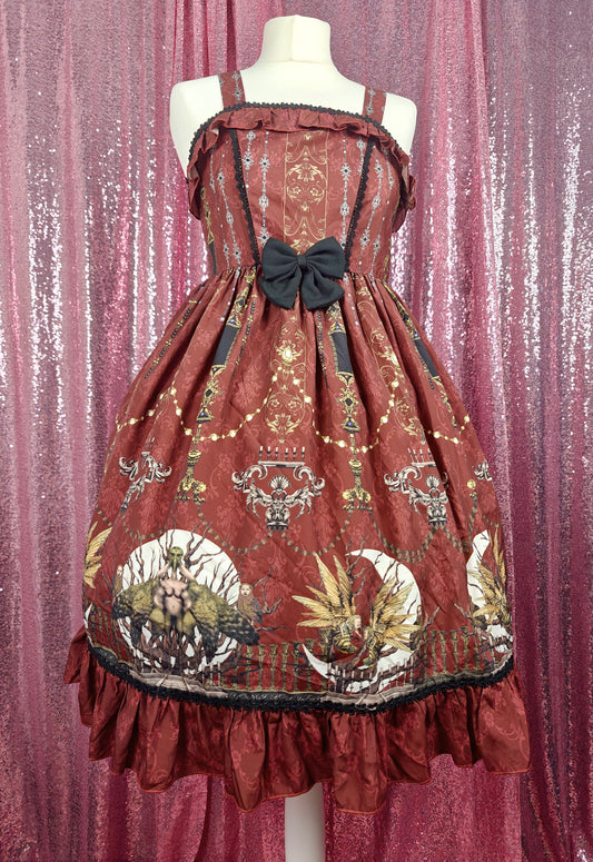 Yomi red cryptid creepy print JSK dress size S