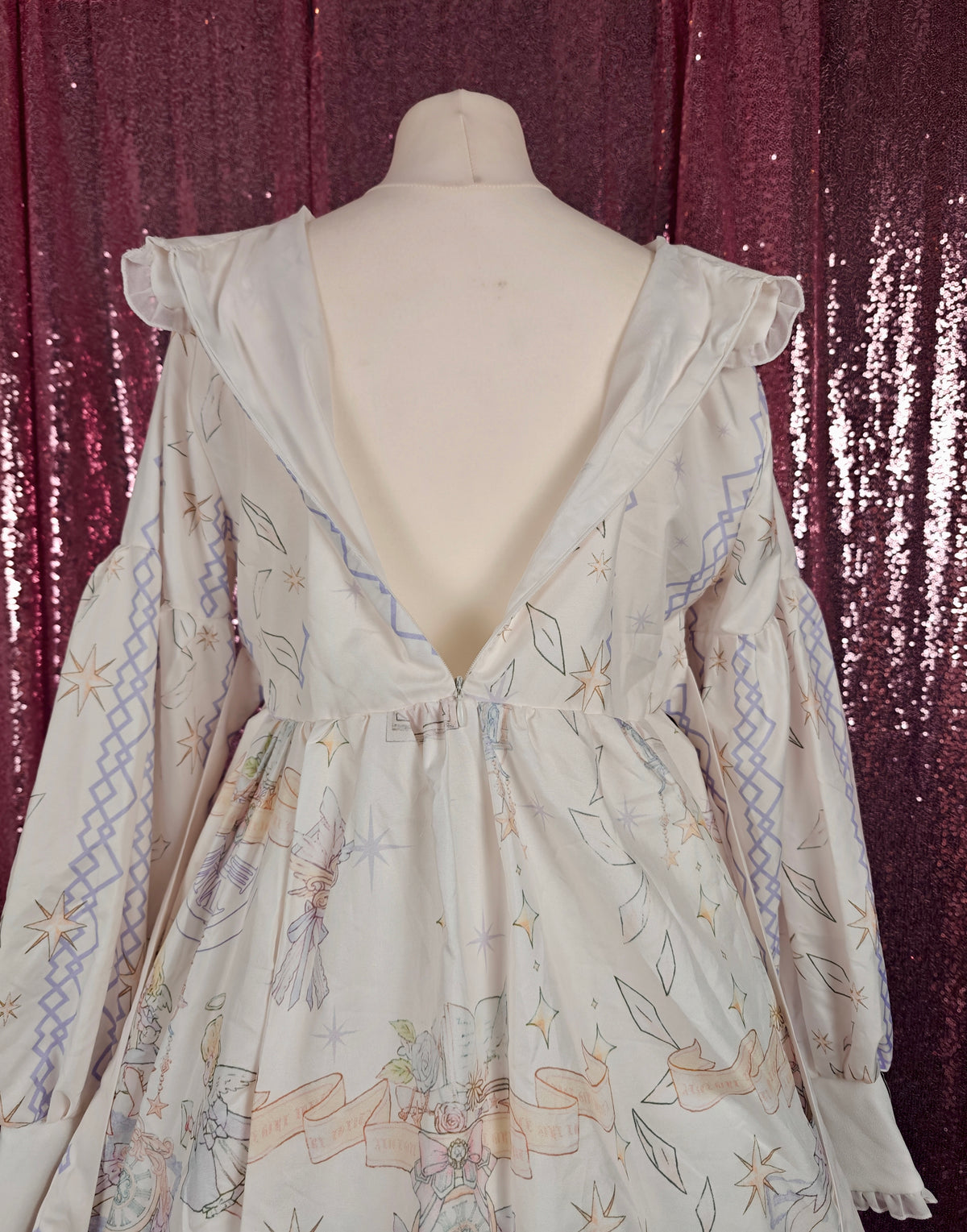 Cczzy white Cherubs globe print OP dress size XS