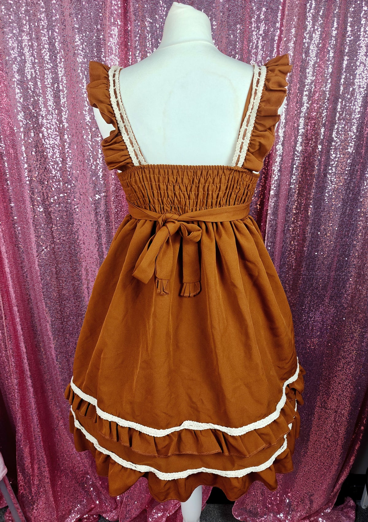 Sleep Doll brown & cream lace old school JSK dress size S