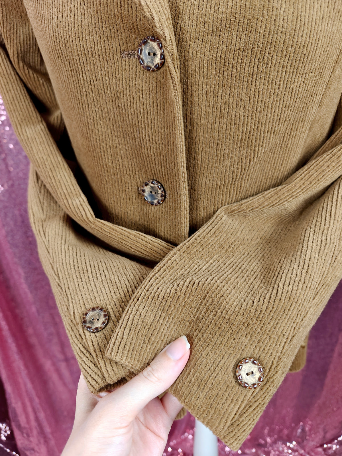 Vintage Bella Vogue brown corduroy paisley embroidered blazer size M