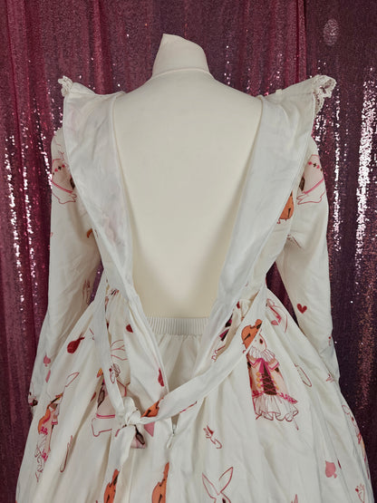 Unbranded white rabbit print OP dress size S-M