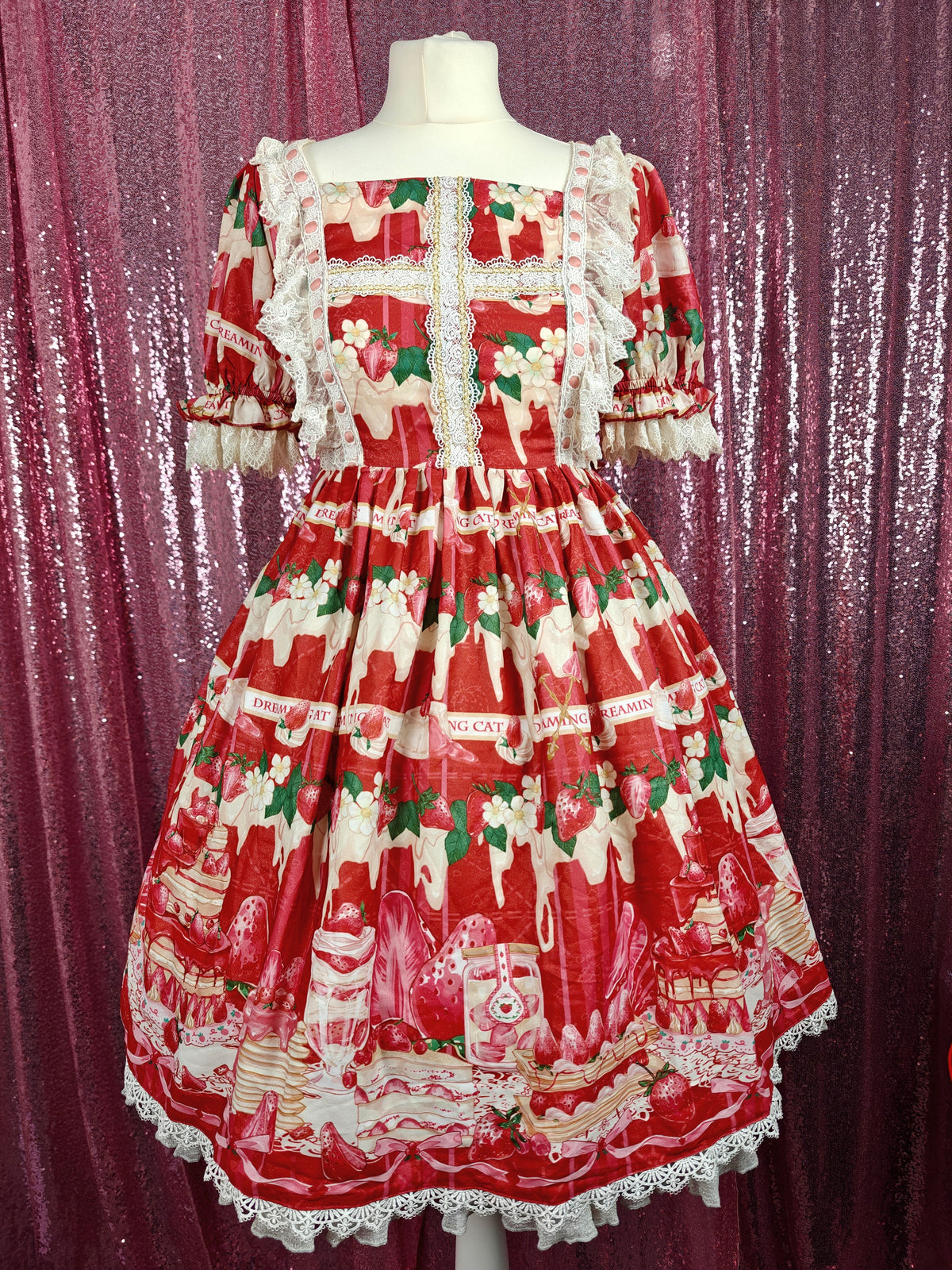 Dreaming Cat strawberries and cream OP dress size S