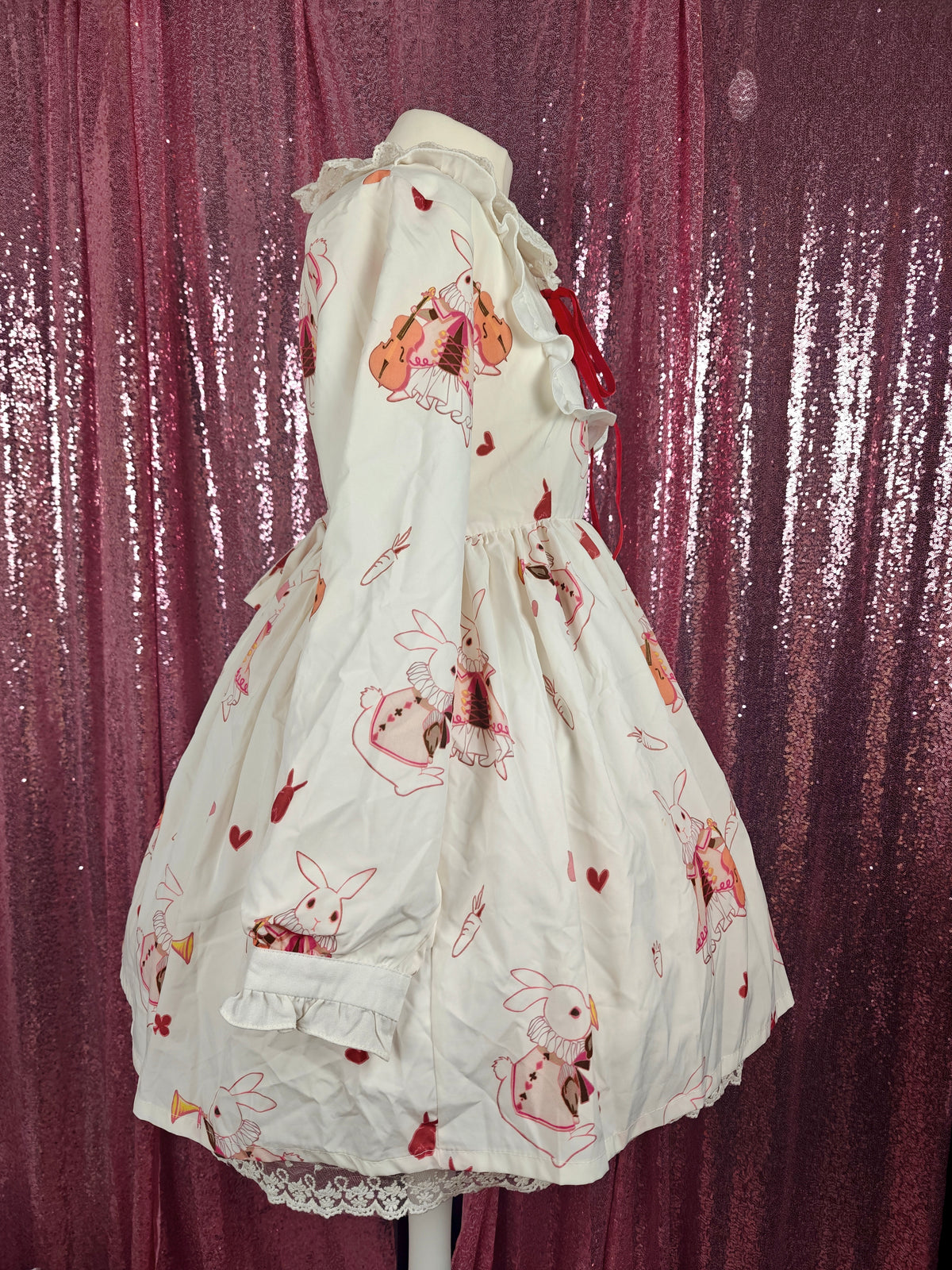 Unbranded white rabbit print OP dress size S-M