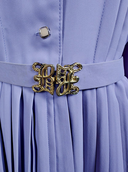 BettyRosa Japanese vintage showa era lilac & white lace pleated skirt dress with belt size XS