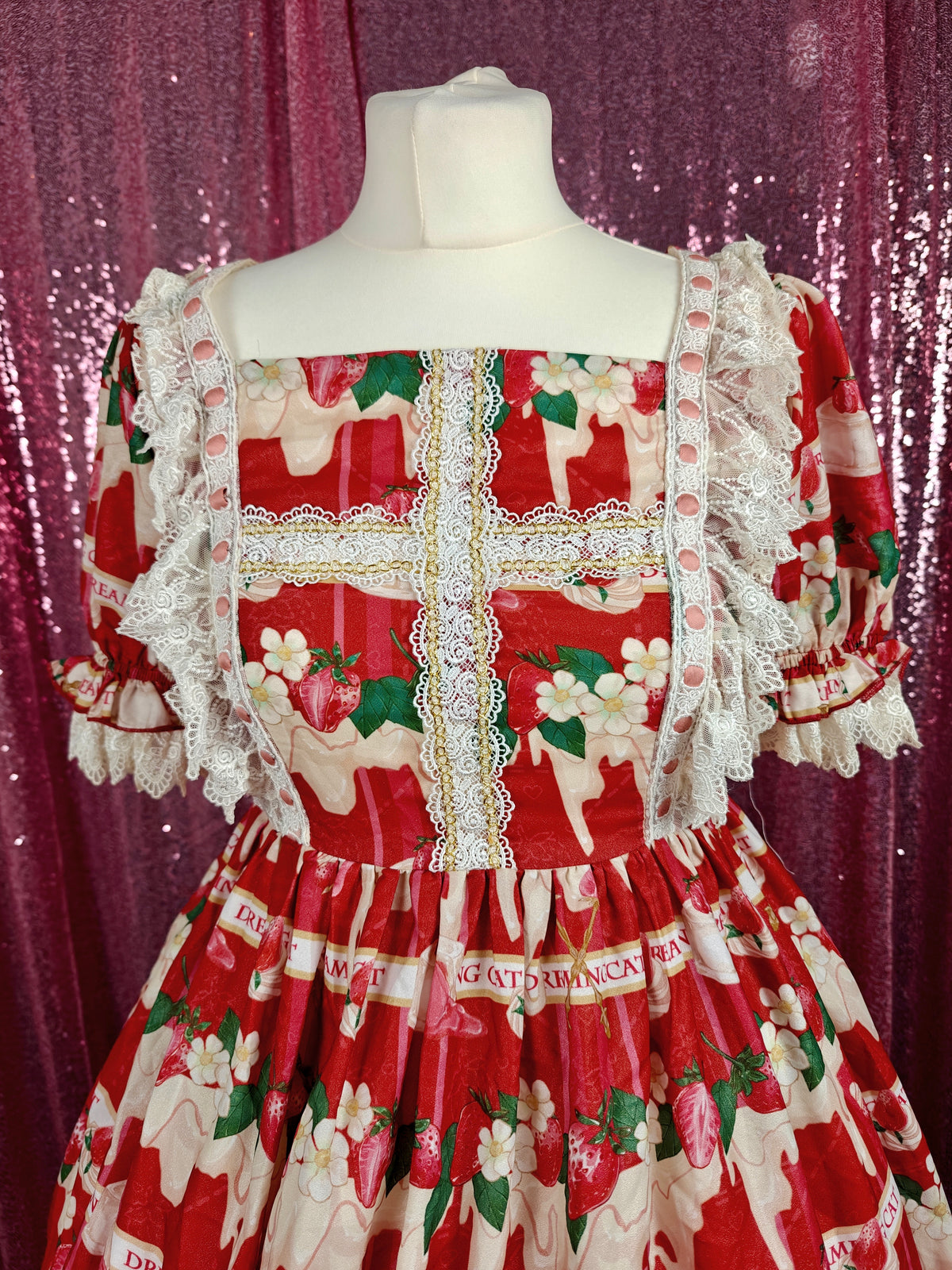 Dreaming Cat strawberries and cream OP dress size S
