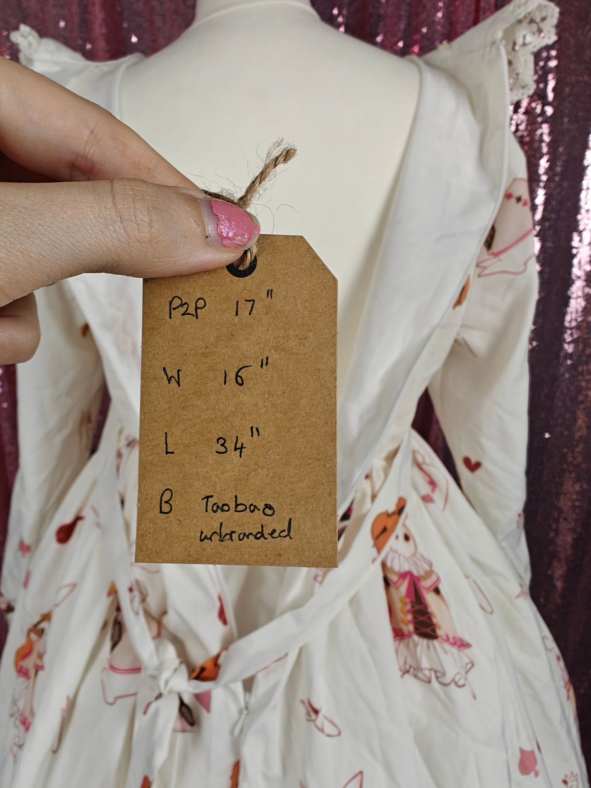 Unbranded white rabbit print OP dress size S-M