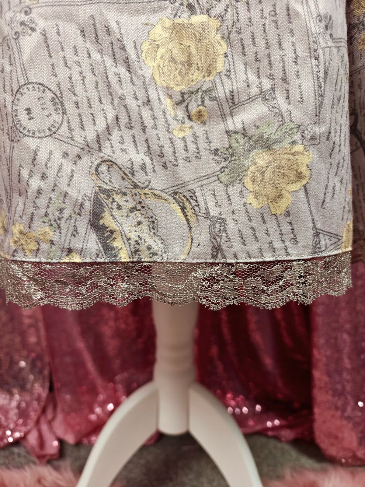 Axes Femme antique letter print vintage style long dress size S