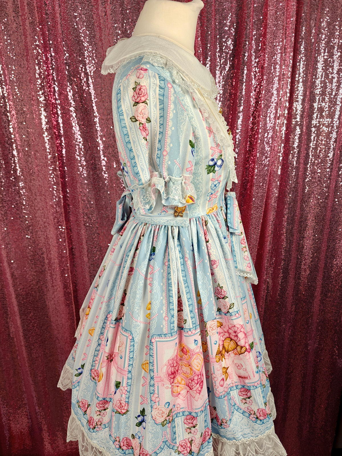 Strawberry Witch blue & white floral motif OP dress size XS