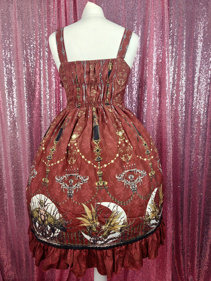 Yomi red cryptid creepy print JSK dress size S