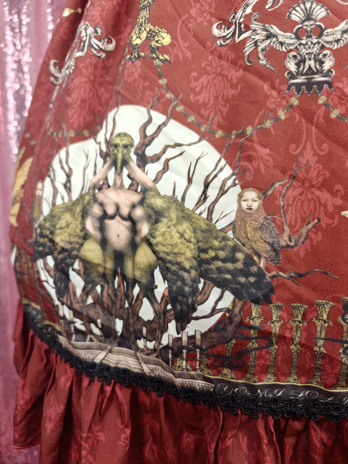 Yomi red cryptid creepy print JSK dress size S