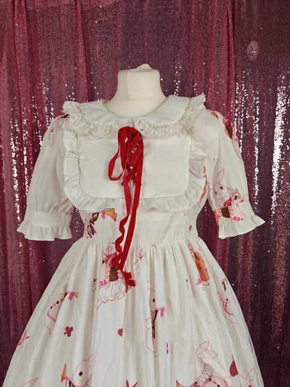 Unbranded white rabbit print OP dress size S-M