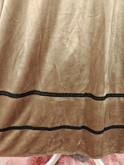 Escare brown velvet prairie style long dress size M