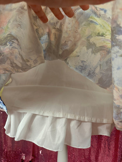 You Mai abstract painting print OP dress size S