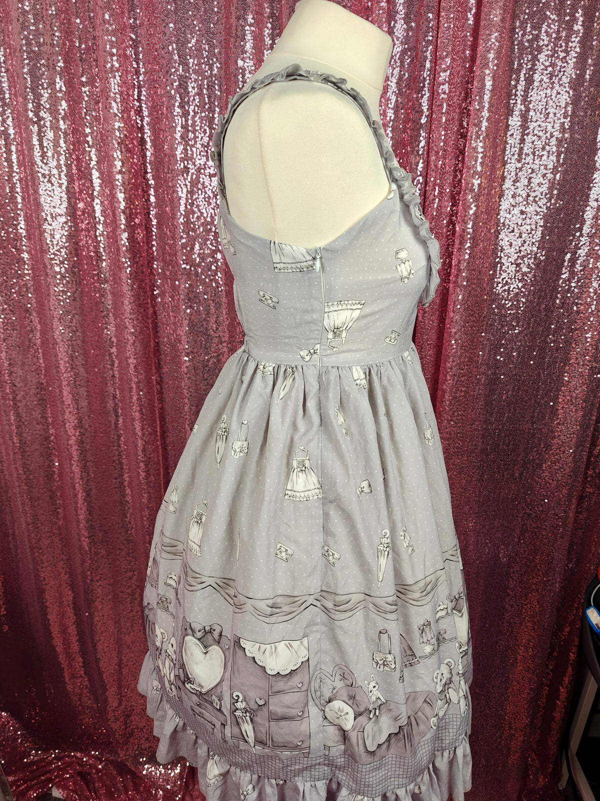 Eieyomi 'my room' print grey JSK dress size S
